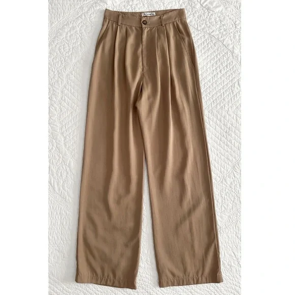 Reformation Mason High-Waist Wide-Leg Trouser Pant Khaki Women’s 2 - Picture 2 of 12